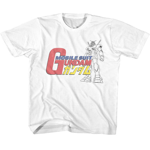 Gundam White Youth Short Sleeve Tshirt
