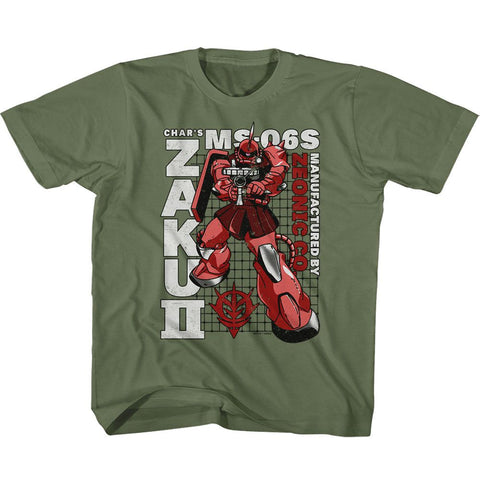 Gundam Military Green Youth Short Sleeve Tshirt