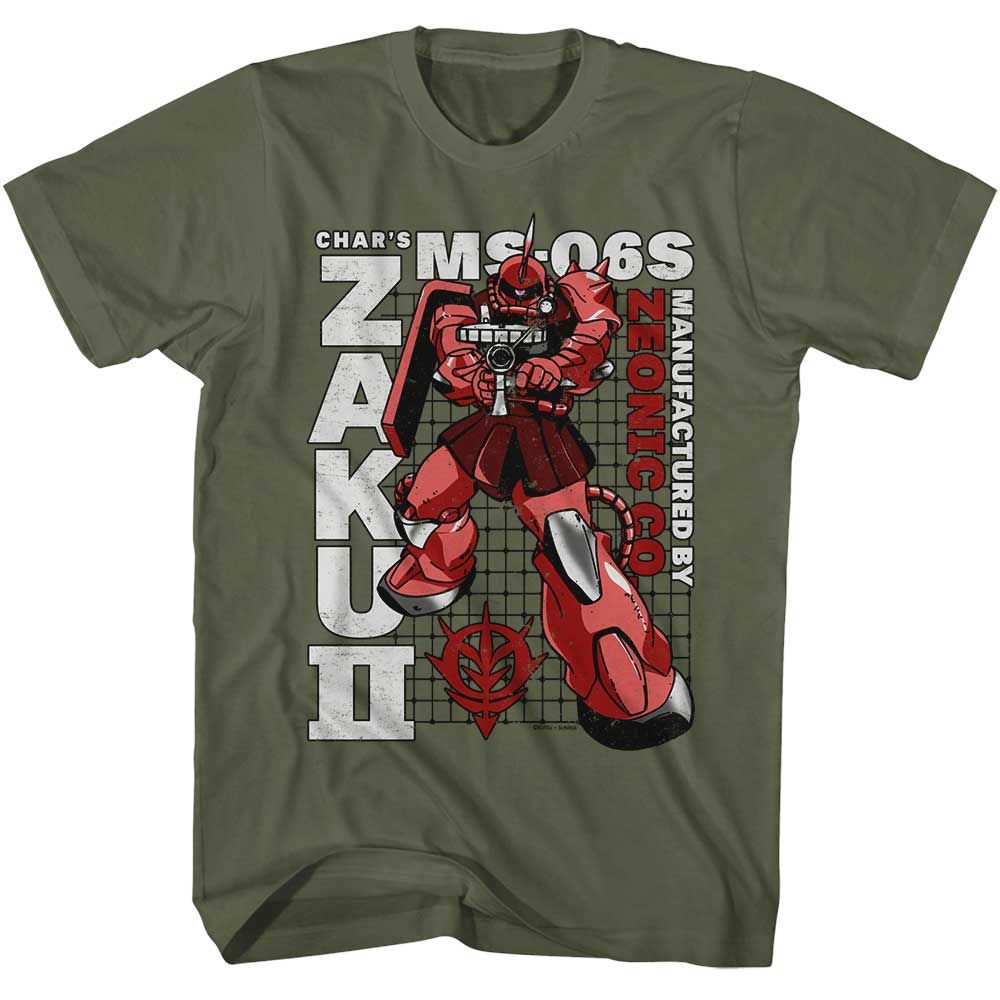 Gundam Military Green Adult Short Sleeve Tshirt