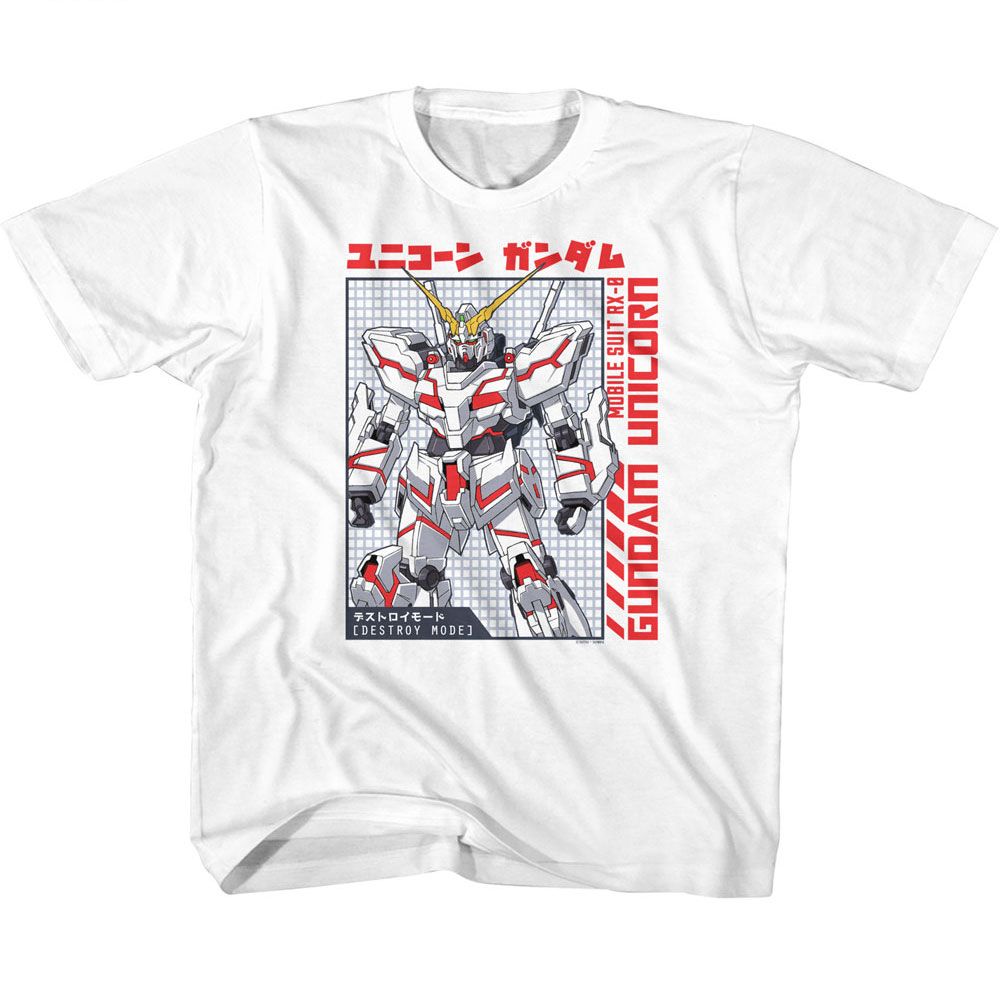 Gundam White Youth Short Sleeve Tshirt