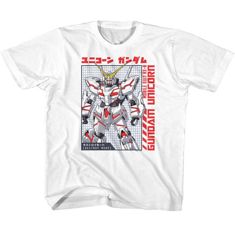 Gundam White Youth Short Sleeve Tshirt