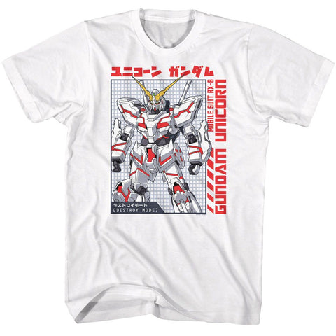 Gundam White Adult Short Sleeve Tshirt