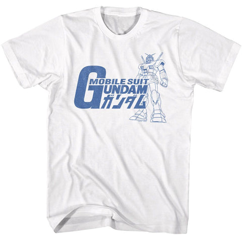 Gundam White Adult Short Sleeve Tshirt