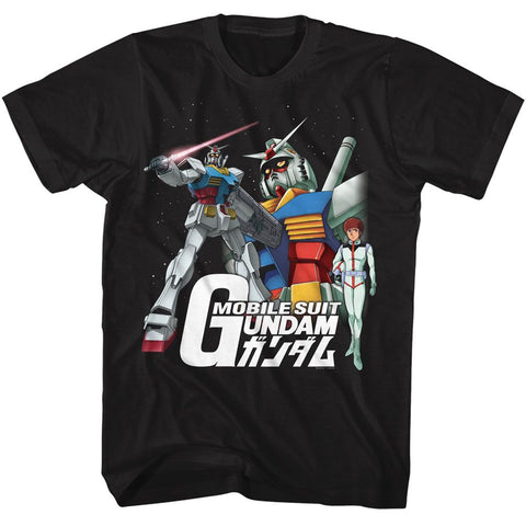 Gundam Black Adult Short Sleeve Tshirt