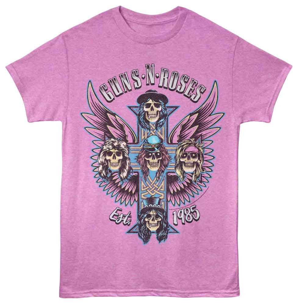 Guns N Roses Neon Purple Heather Adult S/S Tshirt
