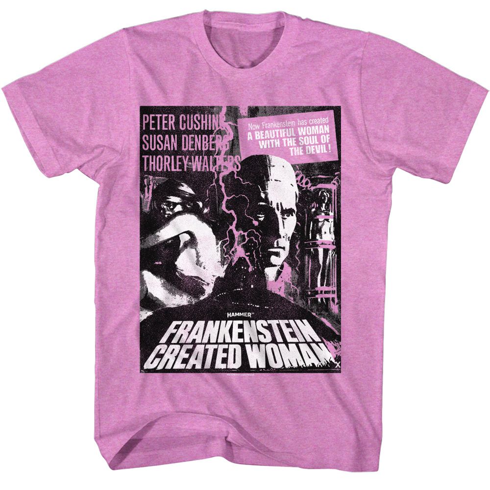 Hammer Horror Neon Purple Heather Adult Short Sleeve Tshirt