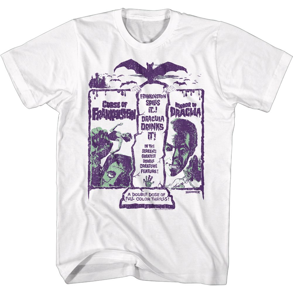 Hammer Horror White Adult Short Sleeve Tshirt