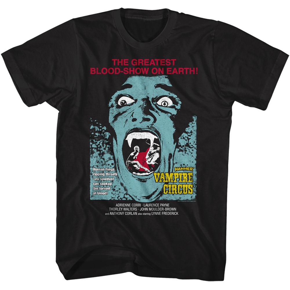 Hammer Horror Black Adult Short Sleeve Tshirt