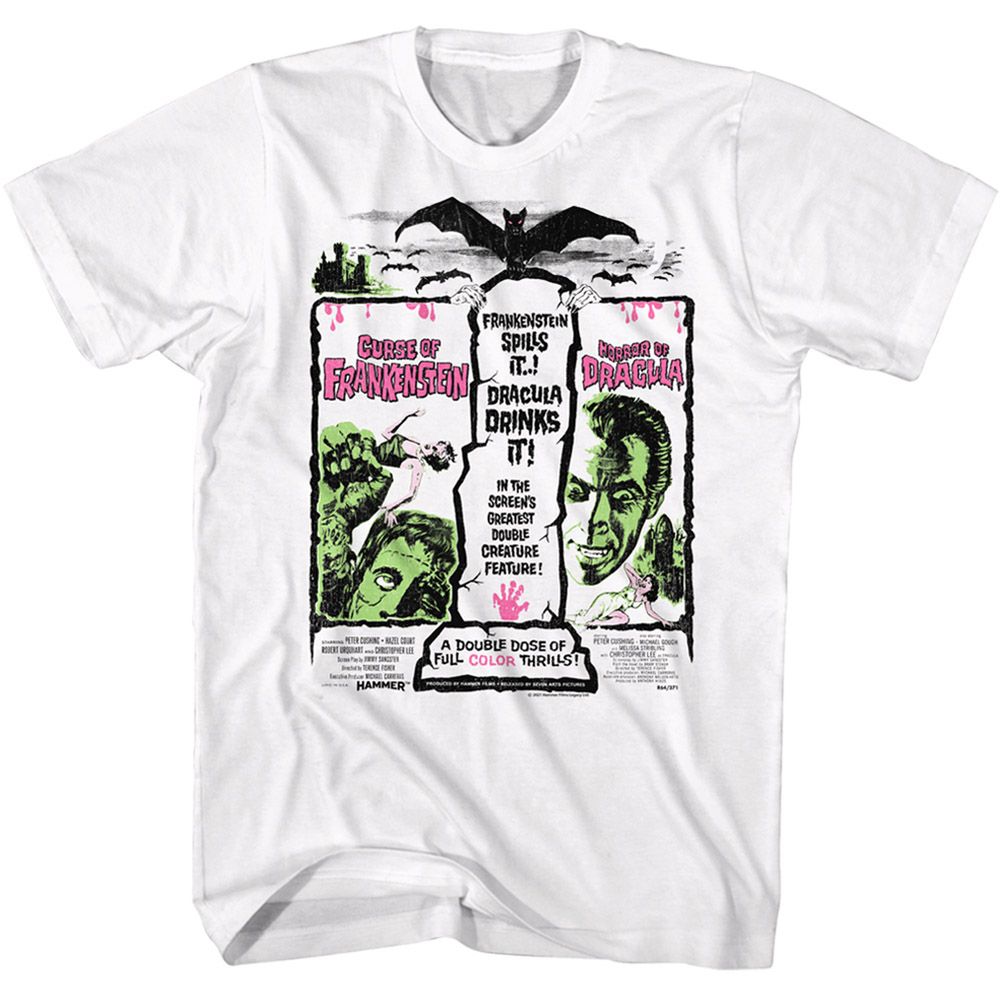 Hammer Horror White Adult Short Sleeve Tshirt
