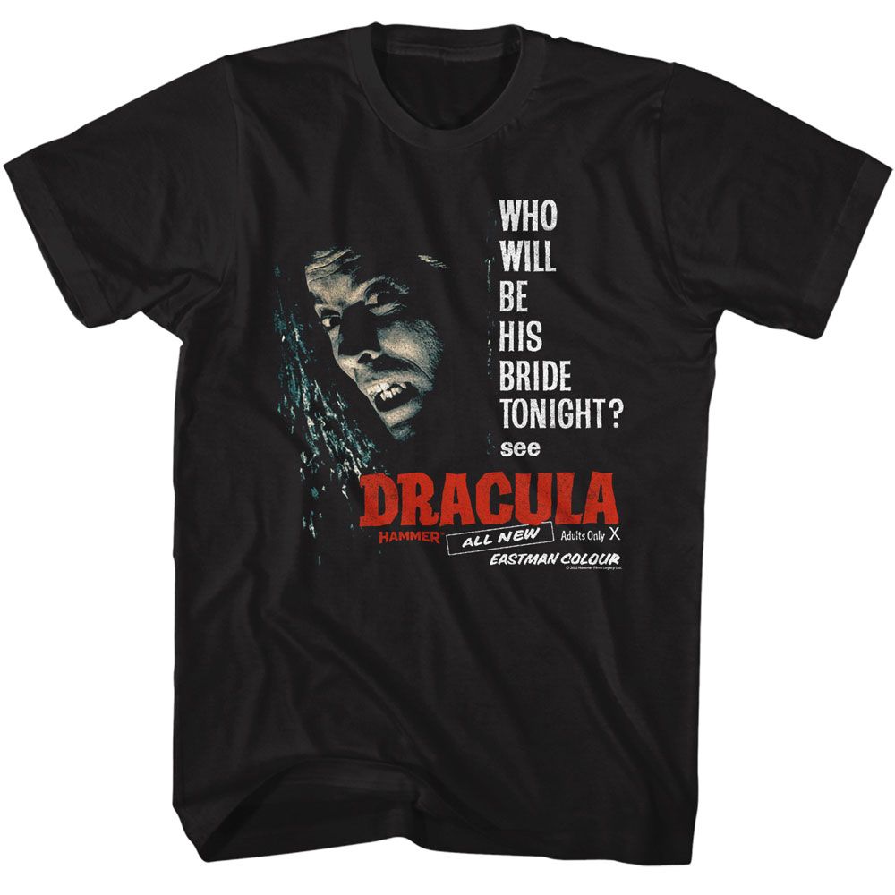 Hammer Horror Black Adult Short Sleeve Tshirt