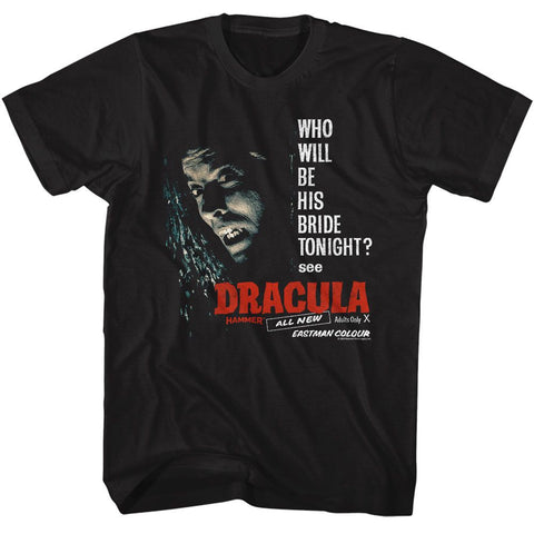 Hammer Horror Black Adult Short Sleeve Tshirt