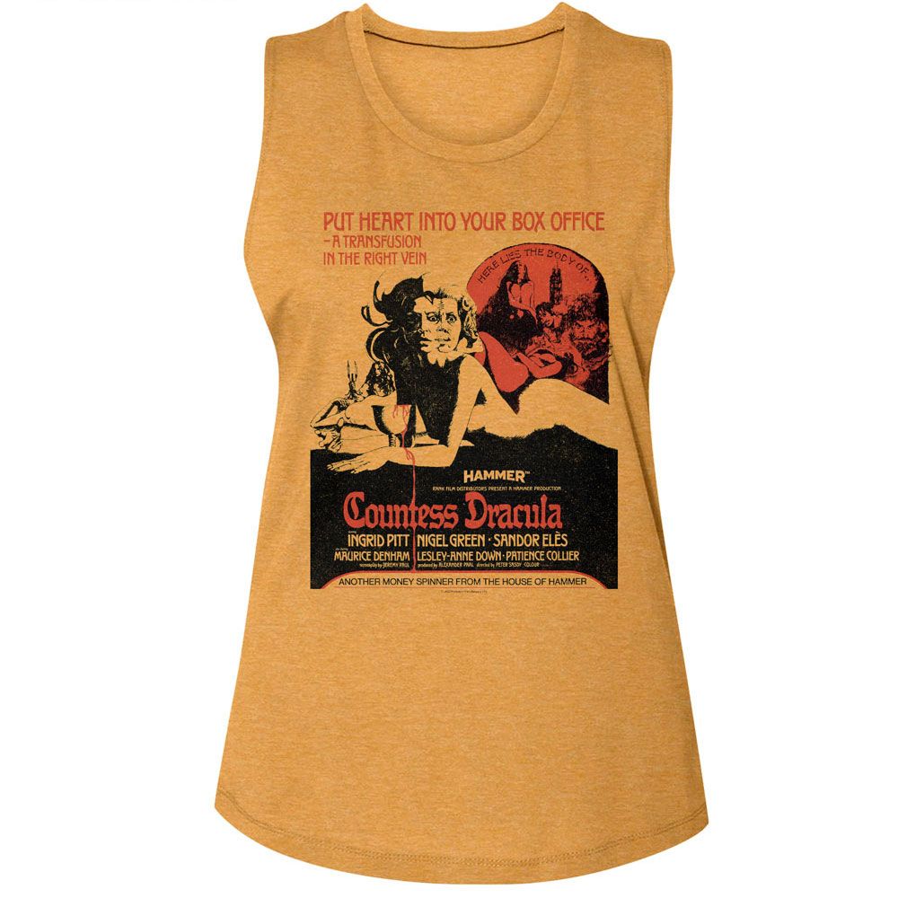 Hammer Horror Antique Gold Ladies Muscle Tank