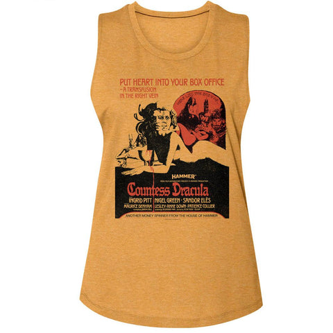 Hammer Horror Antique Gold Ladies Muscle Tank