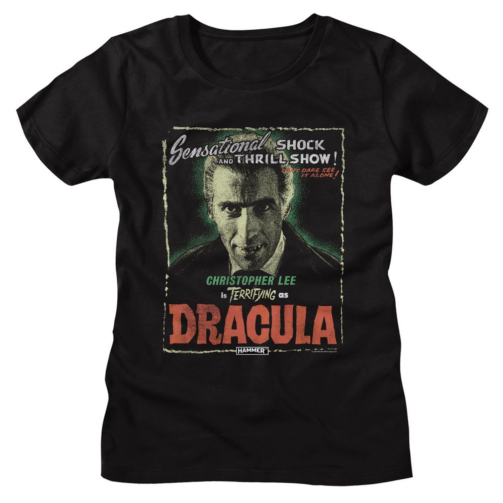Hammer Horror Black Ladies Short Sleeve Tshirt