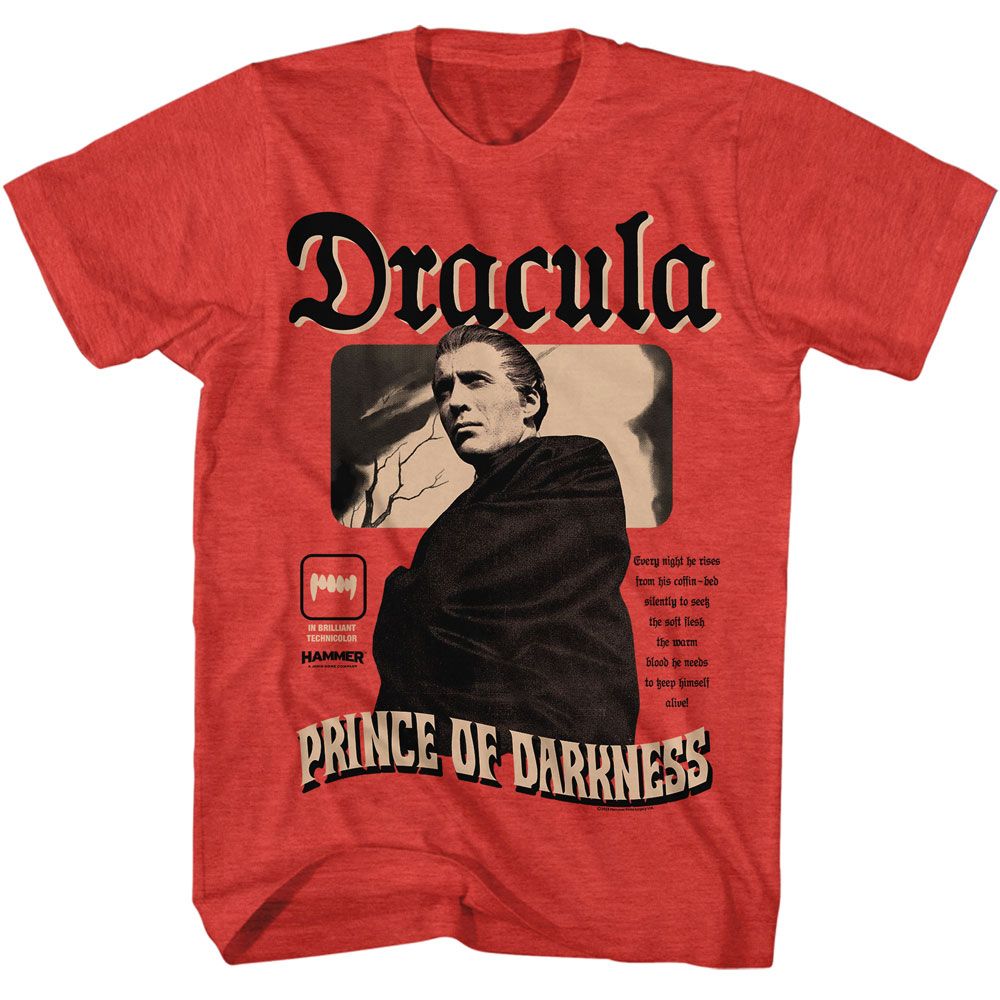 Hammer Horror Red Heather Adult Short Sleeve Tshirt