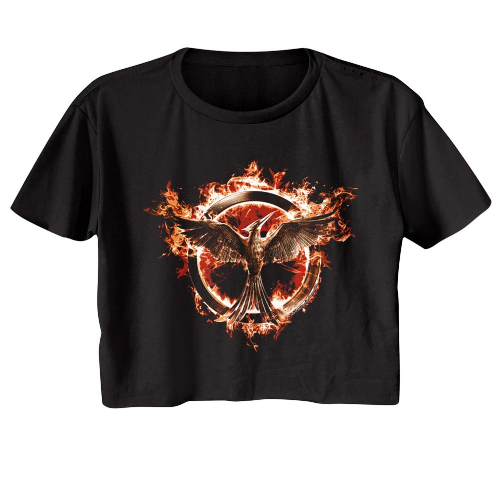 Hunger Games Black Ladies Short Sleeve Festival Cali Crop