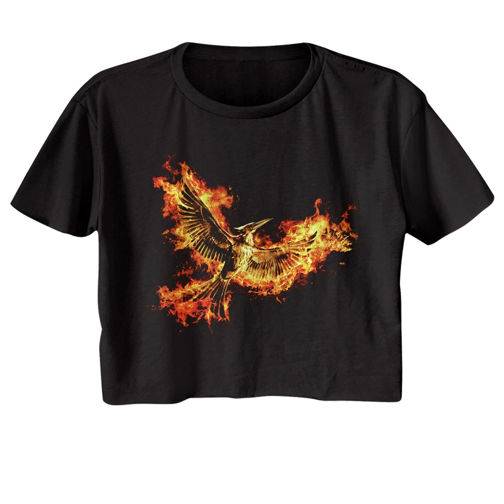 Hunger Games Black Ladies Short Sleeve Festival Cali Crop