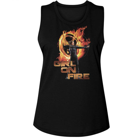 Hunger Games Black Ladies Muscle Tank
