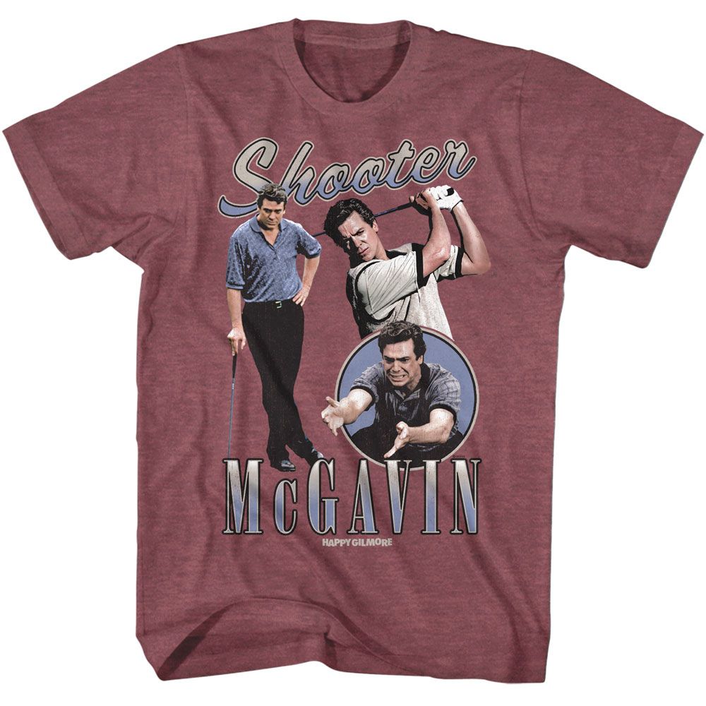 Happy Gilmore Vintage Maroon Heather Adult Short Sleeve Tshirt