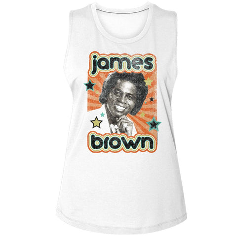 James Brown White Ladies Muscle Tank