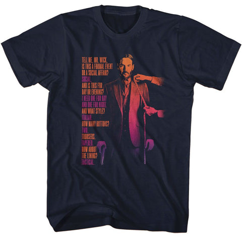 John Wick Navy Adult Short Sleeve Tshirt