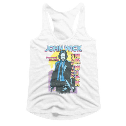 John Wick White Ladies Slimfit Racerback