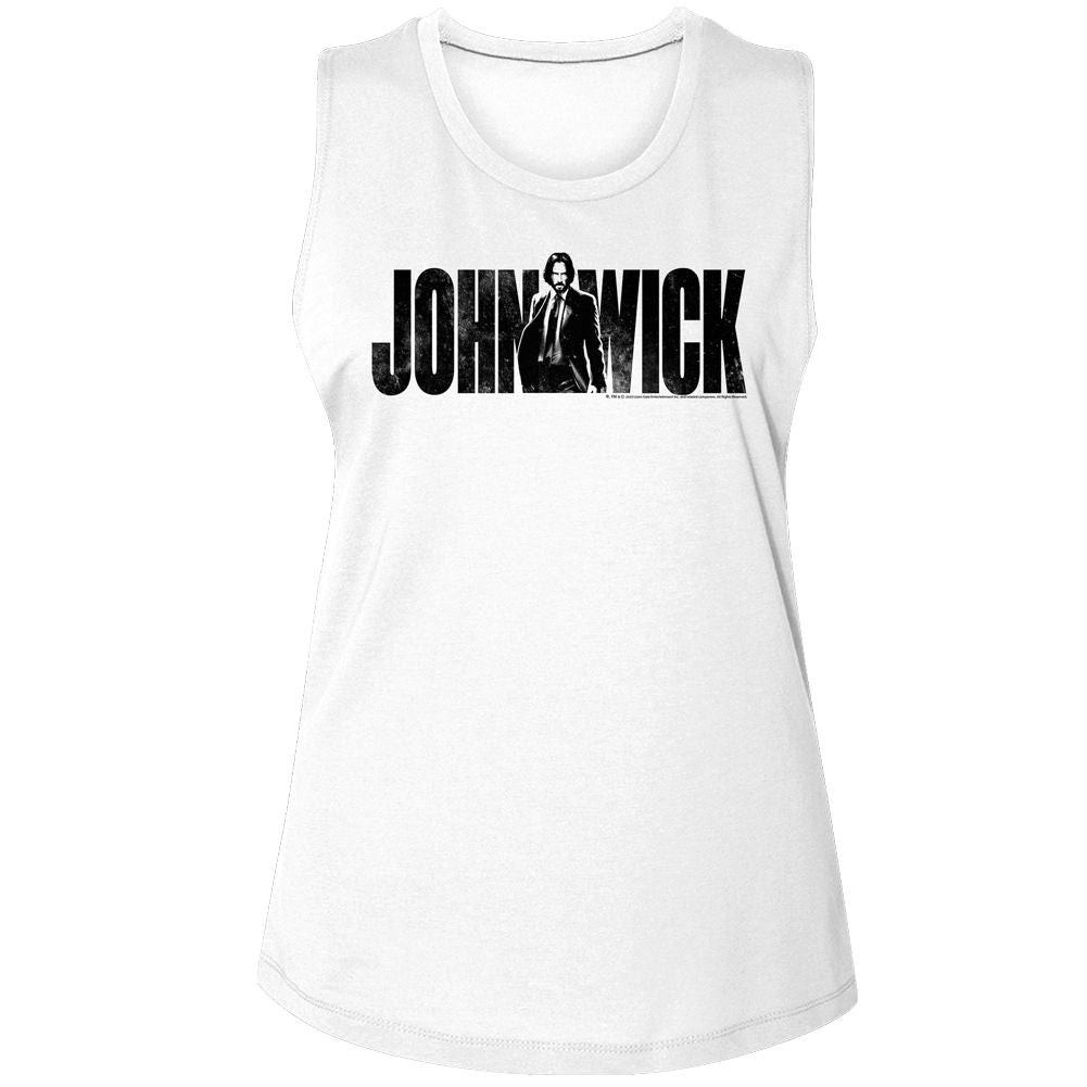 John Wick White Ladies Muscle Tank