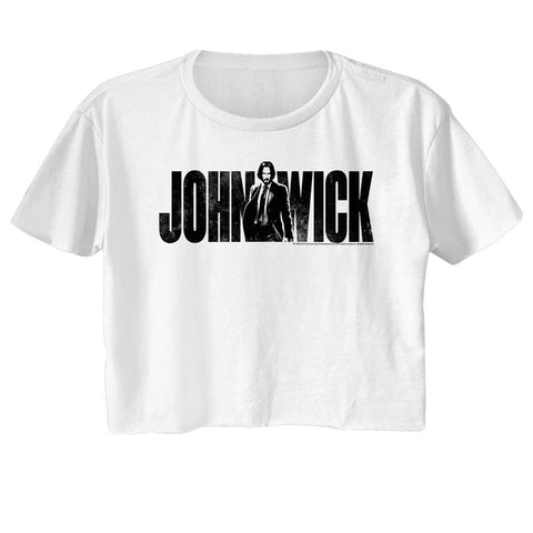 John Wick White Ladies Short Sleeve Festival Cali Crop