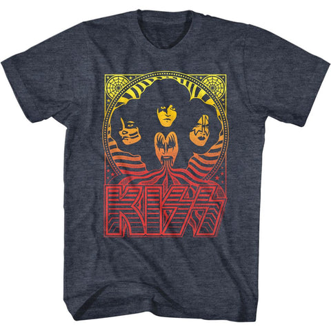 Kiss Navy Heather Adult S/S Tshirt