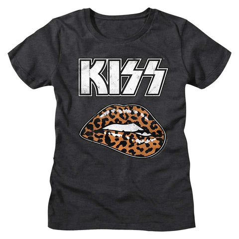 Kiss Dark Gray Heather Ladies S/S Tshirt