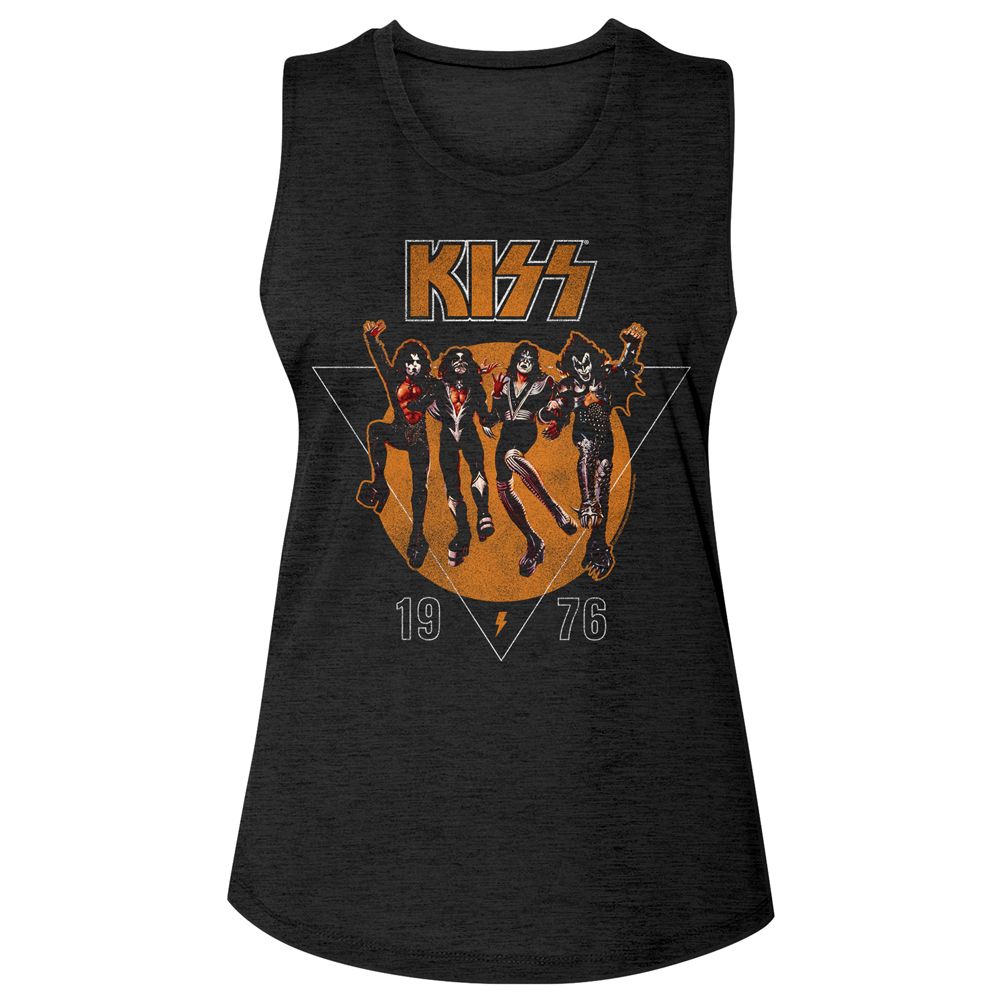 Kiss Black Ladies Slub Sleeveless Crew Neck Tee