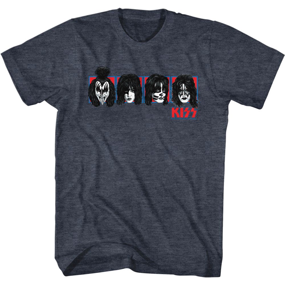 Kiss Navy Heather Adult S/S Tshirt