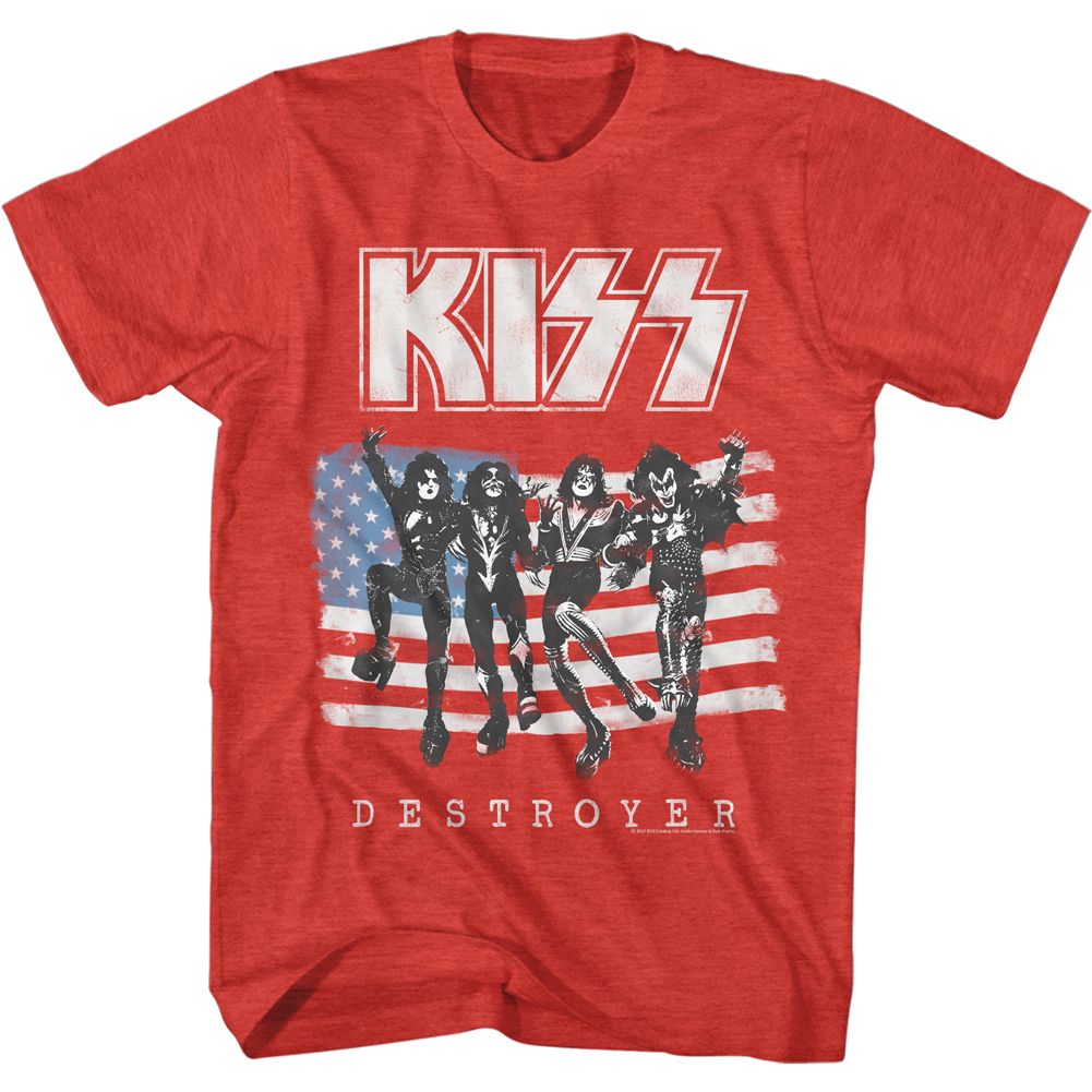 Kiss Red Heather Adult S/S Tshirt