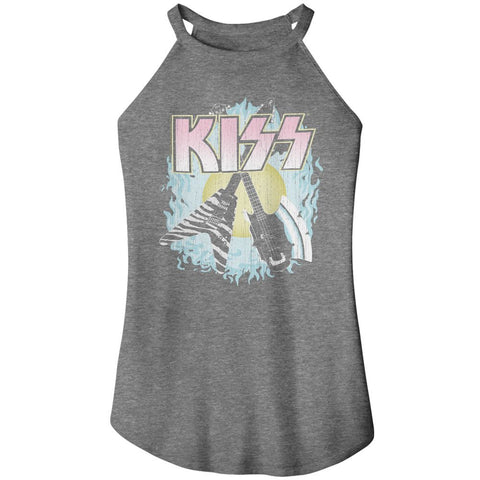 Kiss Gray Frost Ladies Sleeveless Rocker Tank