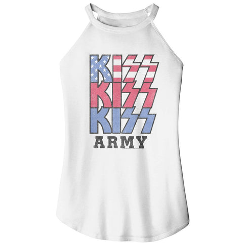Kiss White Ladies Sleeveless Rocker Tank