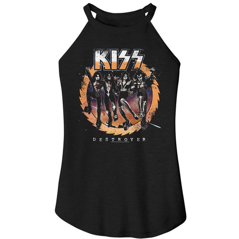 Kiss Black Ladies Sleeveless Rocker Tank