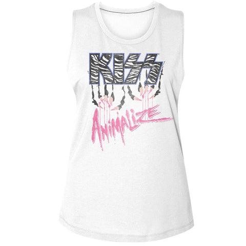 Kiss White Ladies Muscle Tank