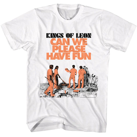 Kings Of Leon White Adult S/S Tshirt
