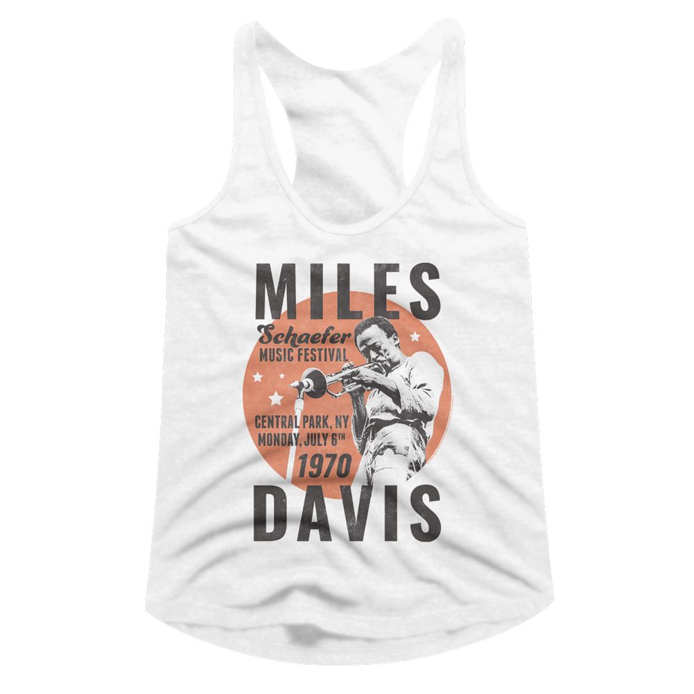 Miles Davis White Ladies Slimfit Racerback
