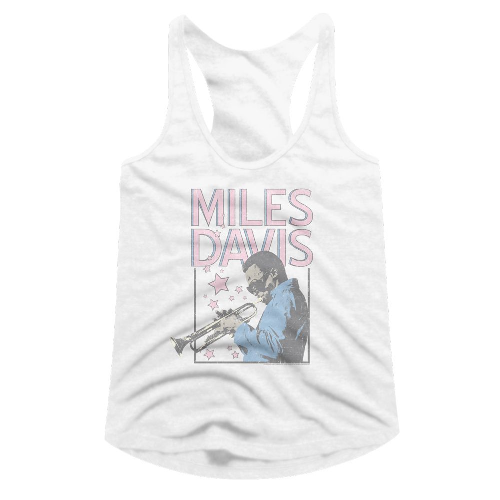 Miles Davis White Ladies Slimfit Racerback