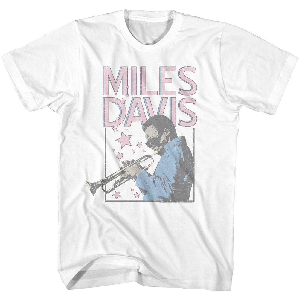 Miles Davis White Adult S/S Tshirt