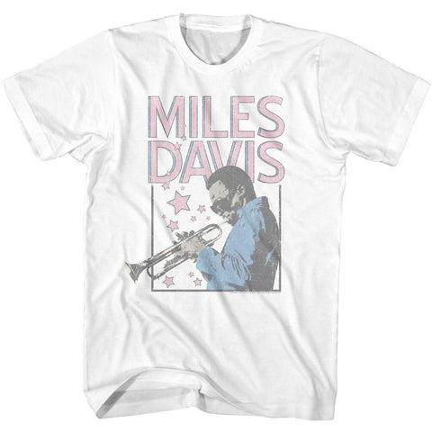 Miles Davis White Adult S/S Tshirt