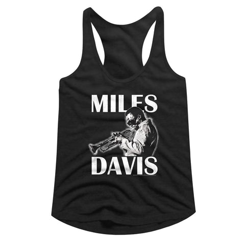 Miles Davis Black Ladies Slimfit Racerback