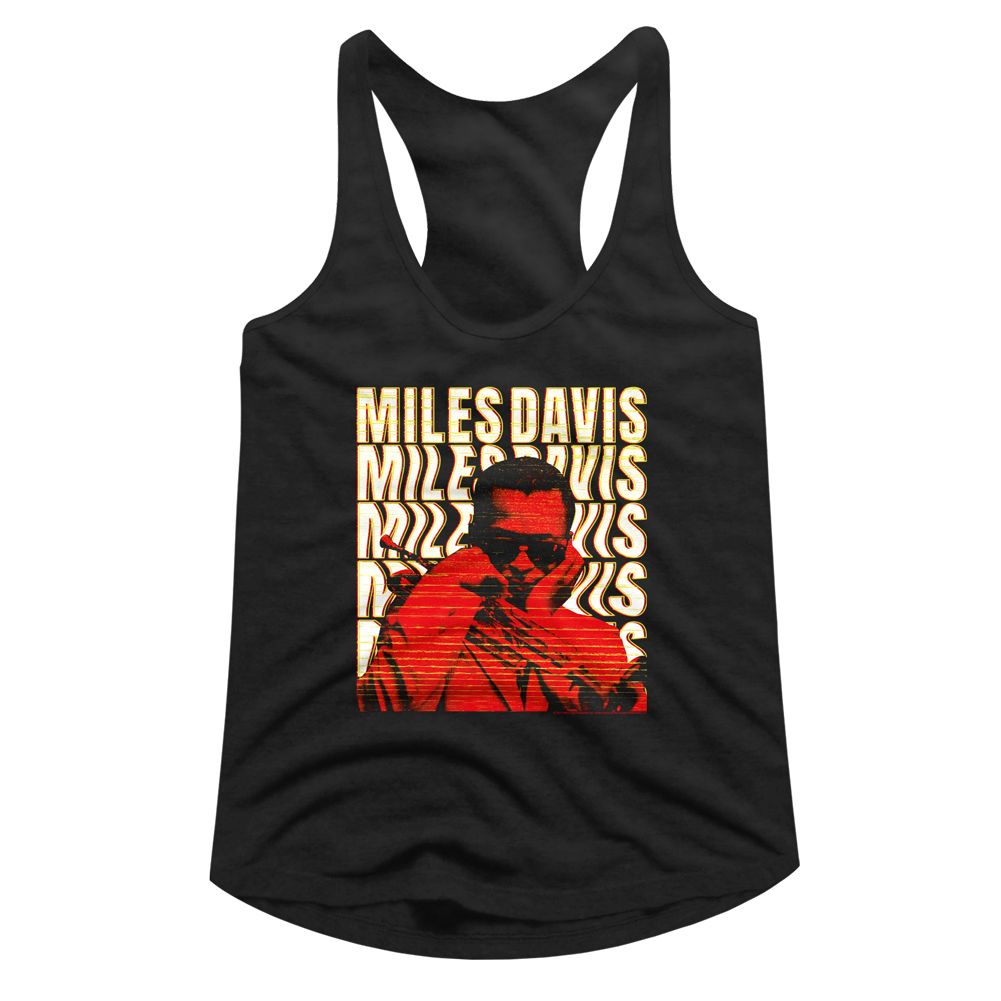 Miles Davis Black Ladies Slimfit Racerback