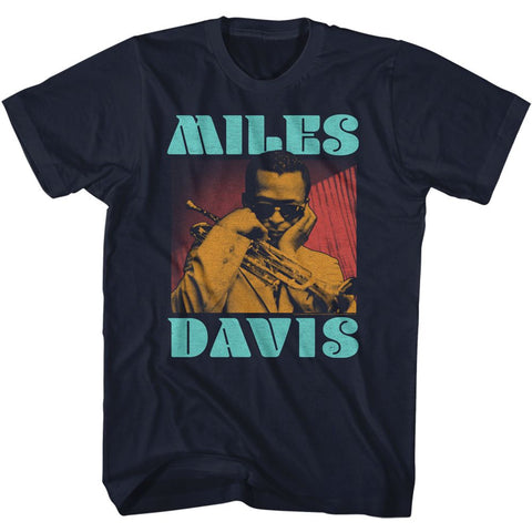 Miles Davis Navy Adult S/S Tshirt