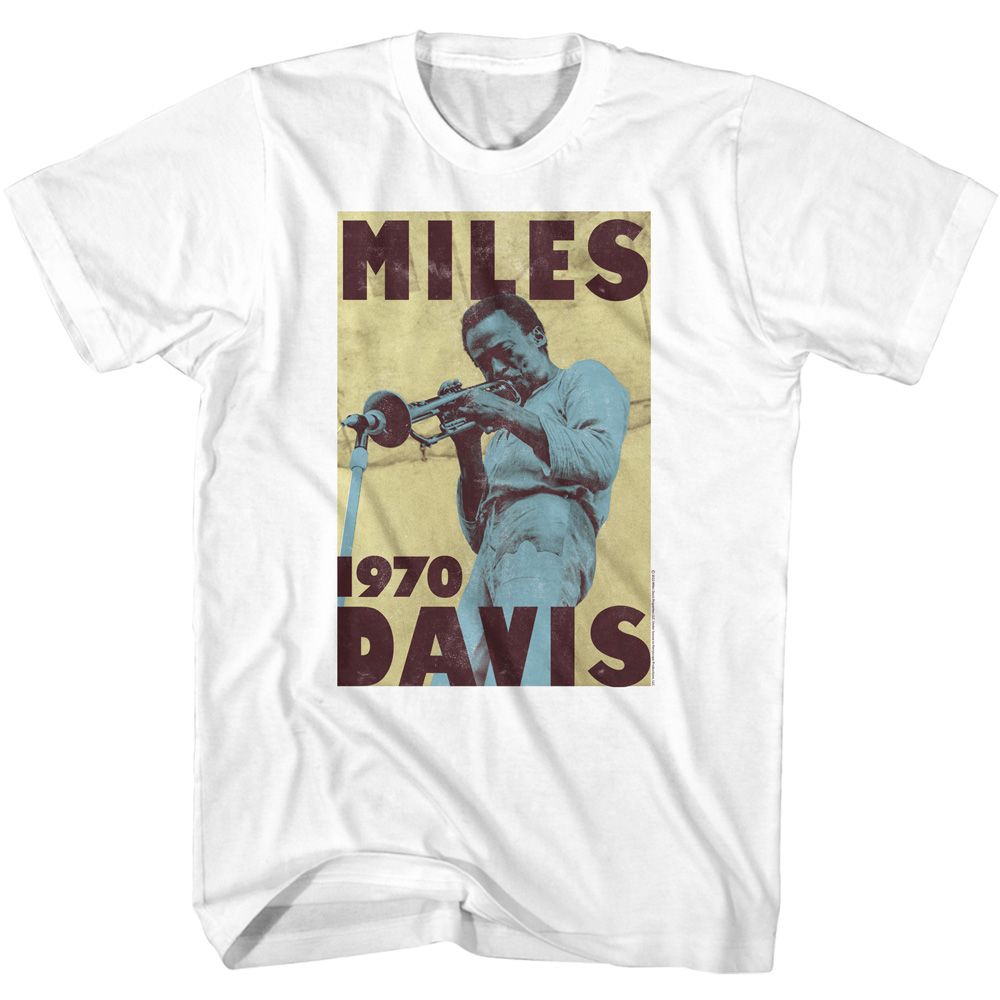 Miles Davis White Adult S/S Tshirt