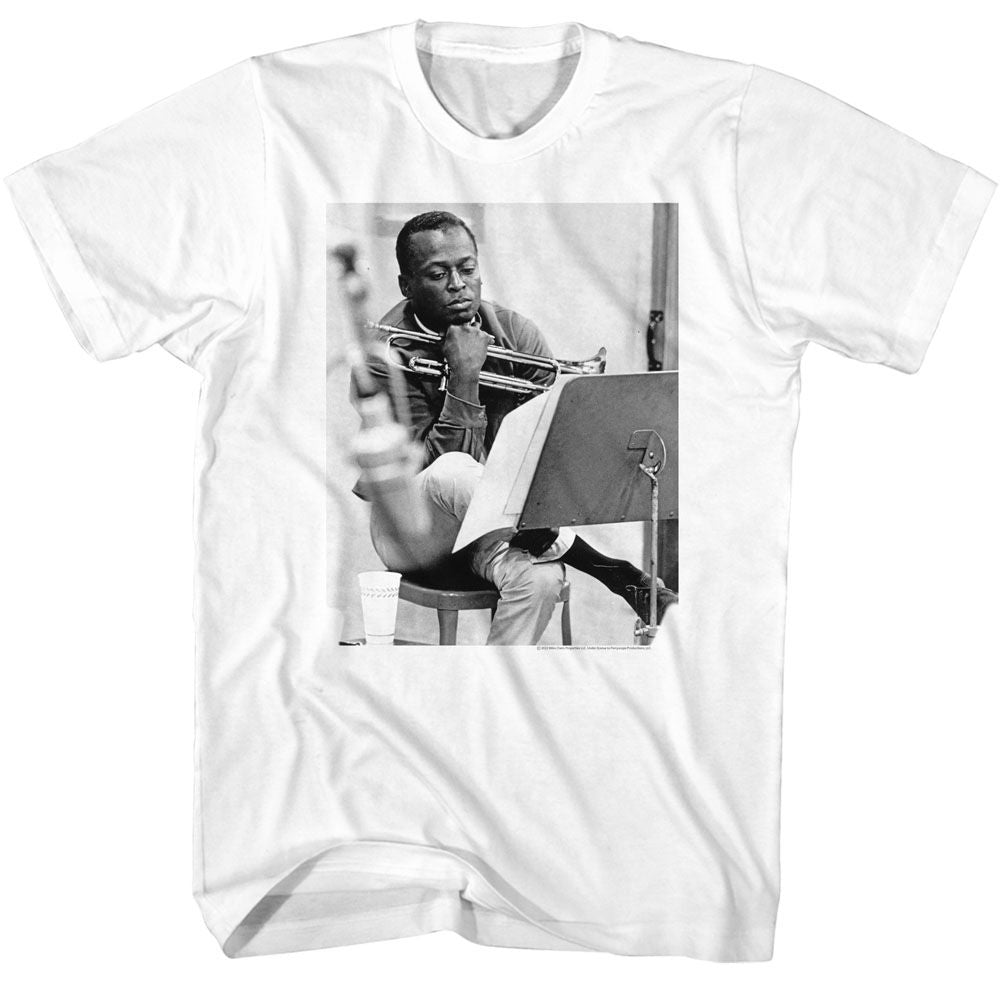 Miles Davis White Adult S/S Tshirt