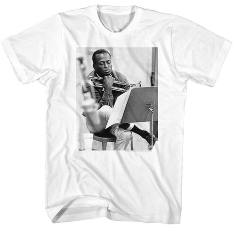 Miles Davis White Adult S/S Tshirt