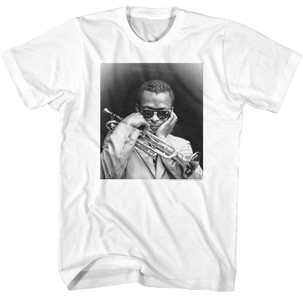 Miles Davis White Adult S/S Tshirt
