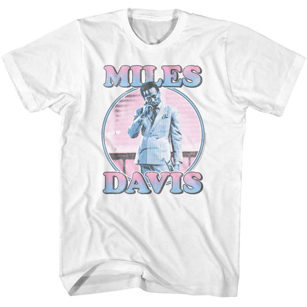 Miles Davis White Adult S/S Tshirt